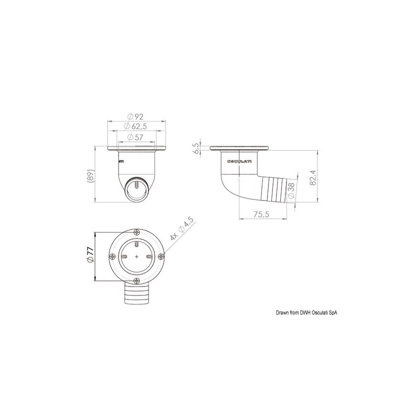  Evacuation pour cockpit 90° 