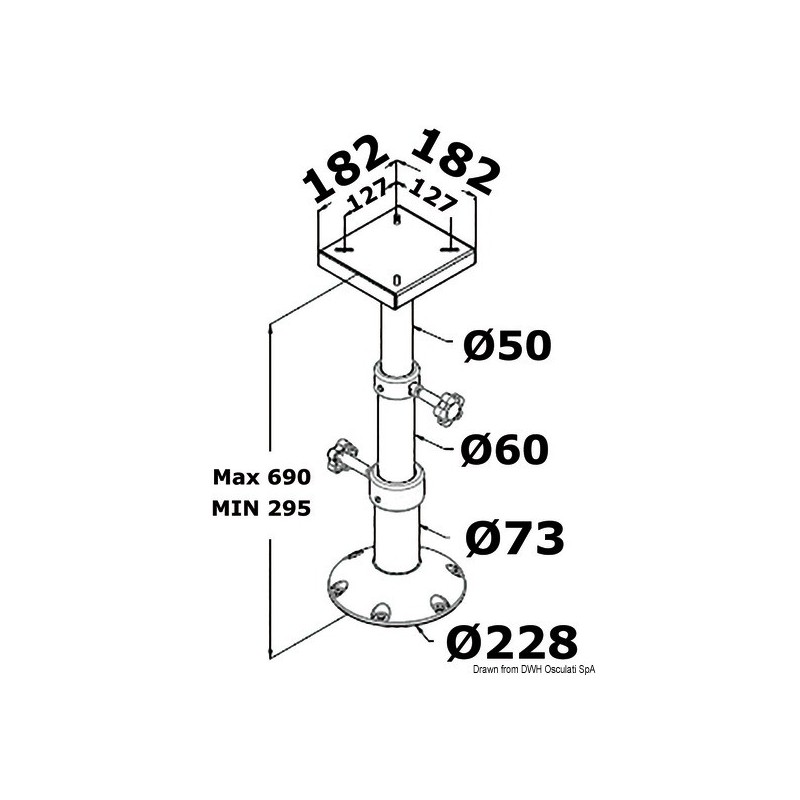  Pied de table tri-télescopique 