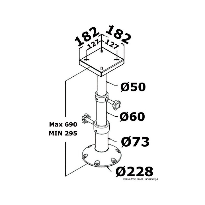  Pied de table tri-télescopique 