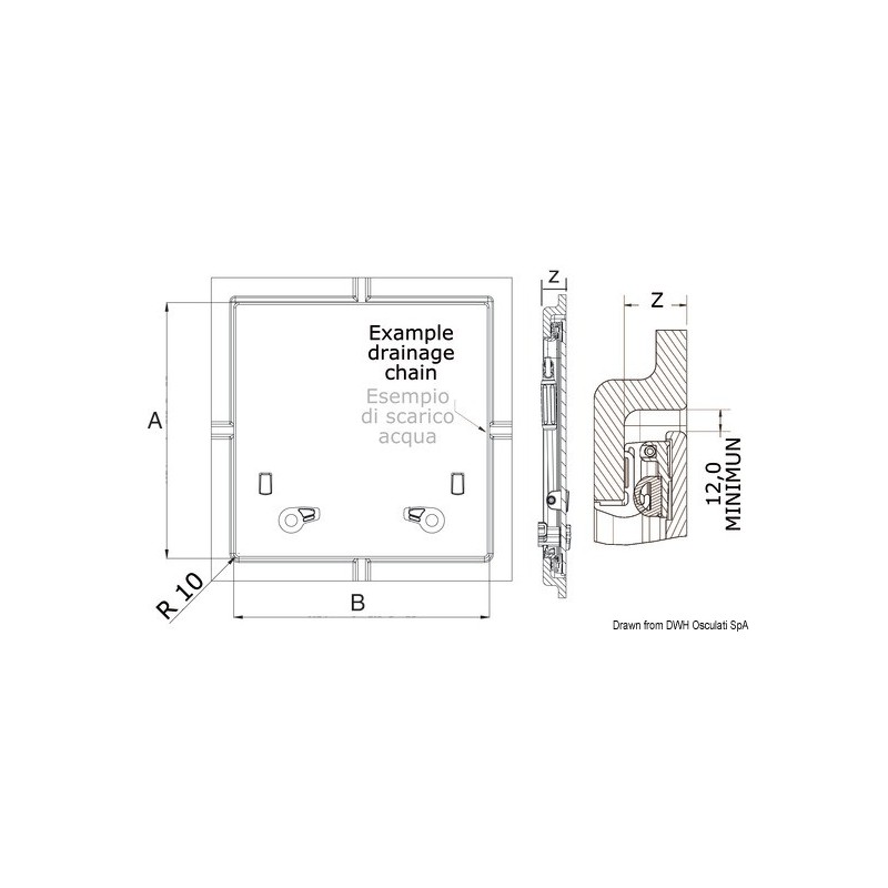  Panneau Flush Hatch carrés 