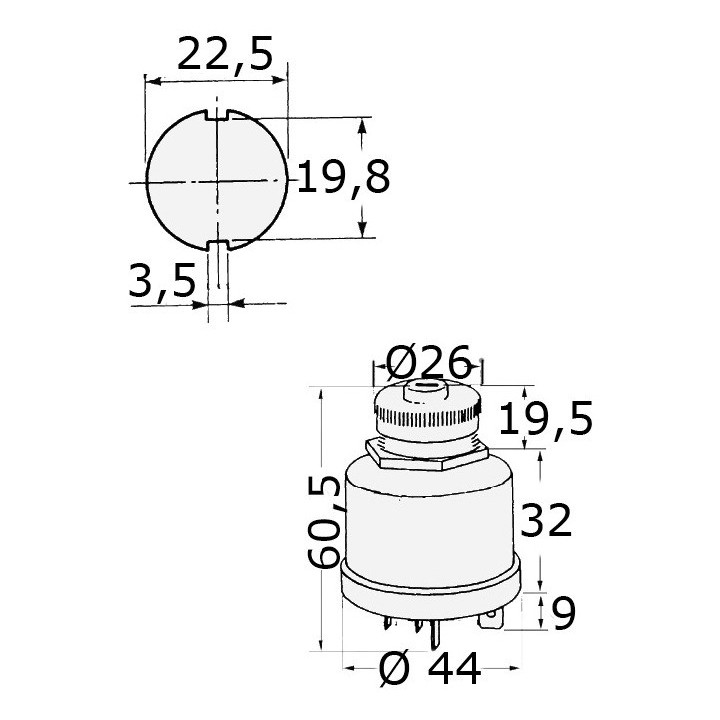 Contacteur étanche et clé 