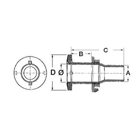 Passe-coque inox long