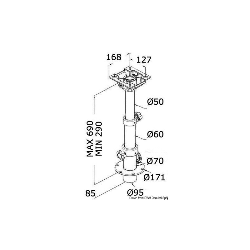 Pied tritélescopique amovible