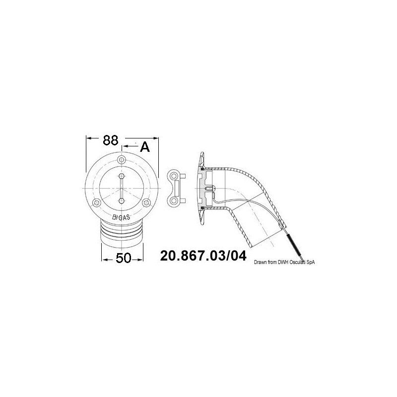 Bouchon inox coudé 30° 