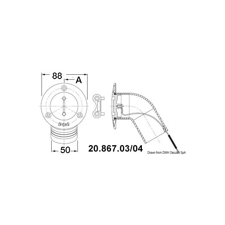 Bouchon inox coudé 30° 