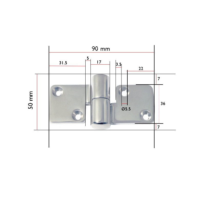 Charnière amovible 5 mm
