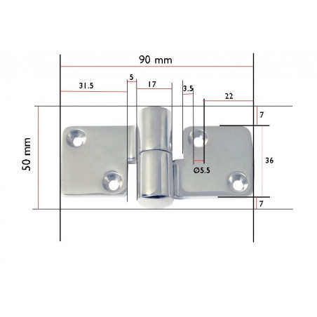 Charnière amovible 5 mm