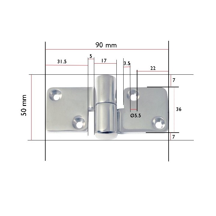 Charnière amovible 5 mm