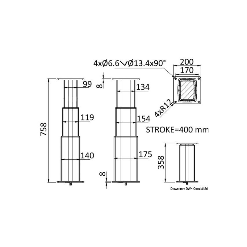 Pied electrique Square-Alu