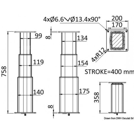 Pied electrique Square-Alu