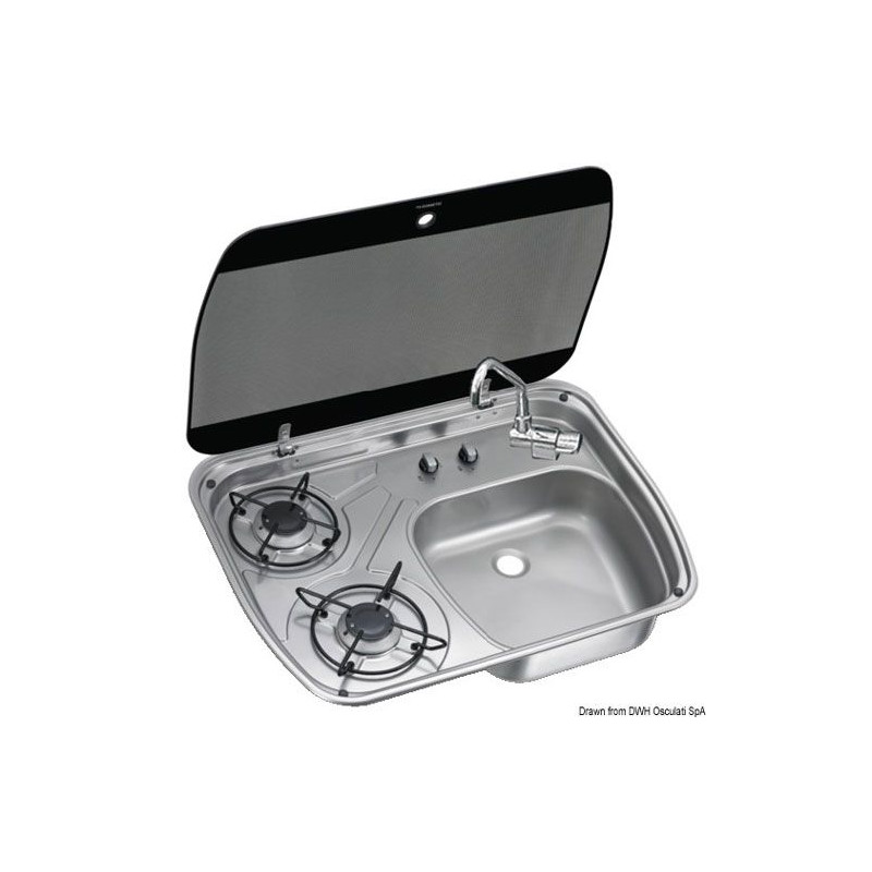 Plan de cuisson / évier avec couvercle fumé