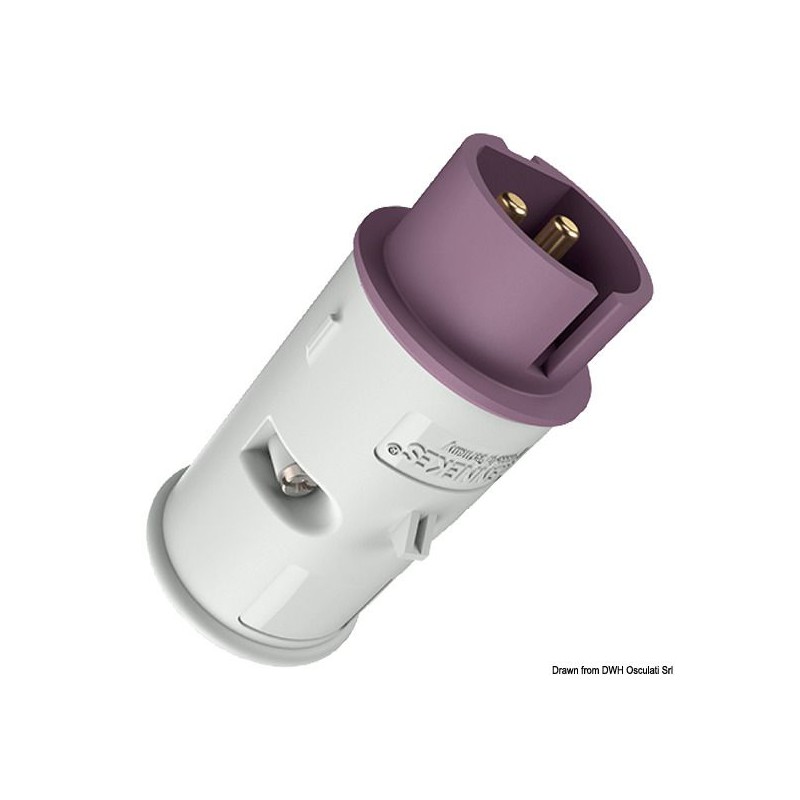 Fiche/prise 2 pôles avec bornes à vis 