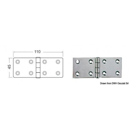 Charnière 2,5 mm  45x110