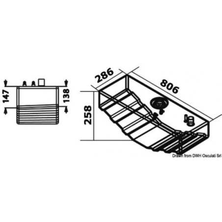 Réservoir Carburant 800x350x220mm ELFO 52Litres bateaux& hors-bord