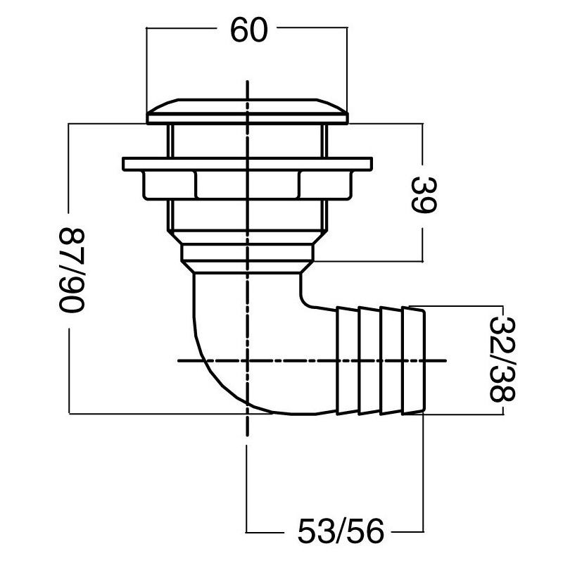 Passe-coque coudé 90°