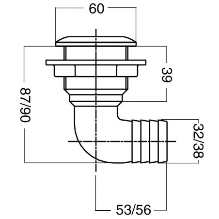 Passe-coque coudé 90°