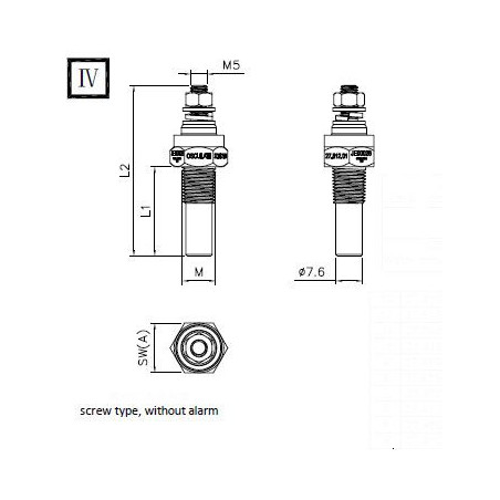 Sonde température eau 70° - 120° - filetage M14 x 1,5 - pôle à la