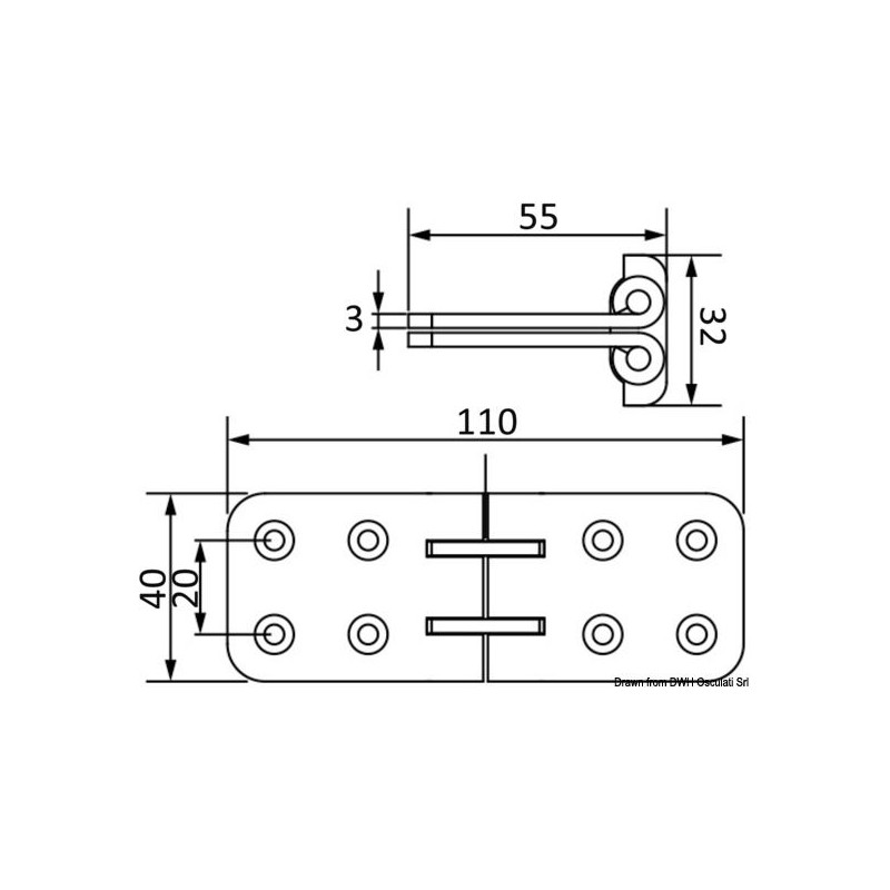Charnière escamotable 180° 
