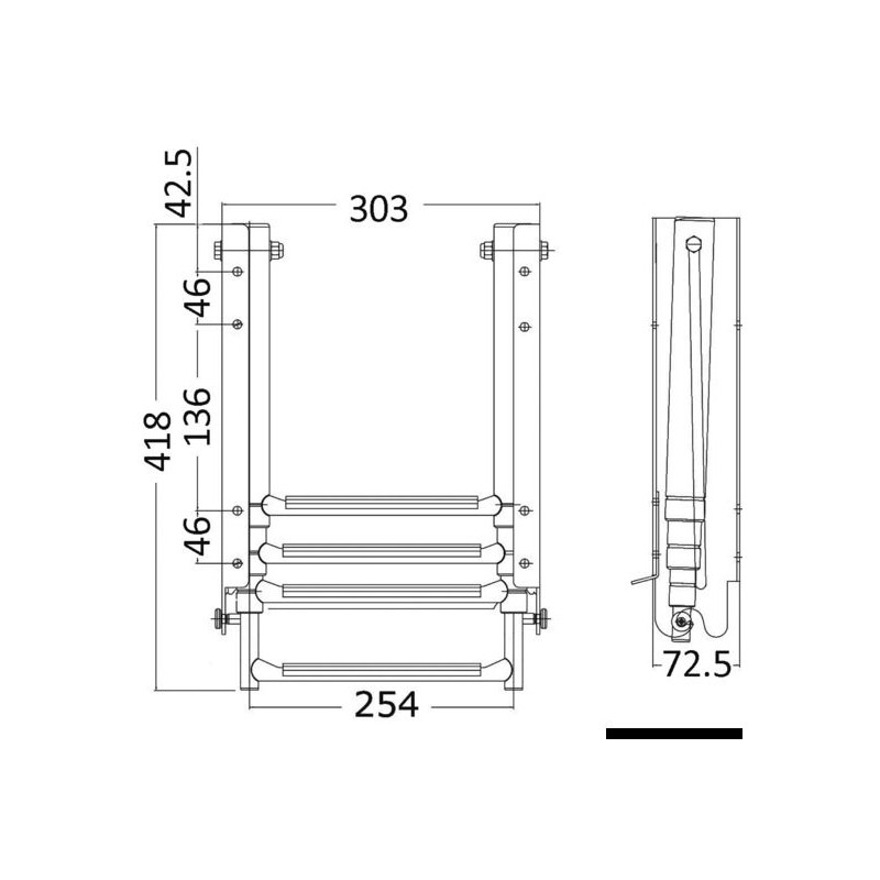 Echelle avec marche autoportante 