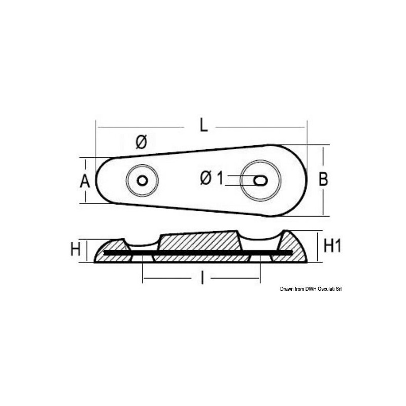 Anode ovale type Vetus      
