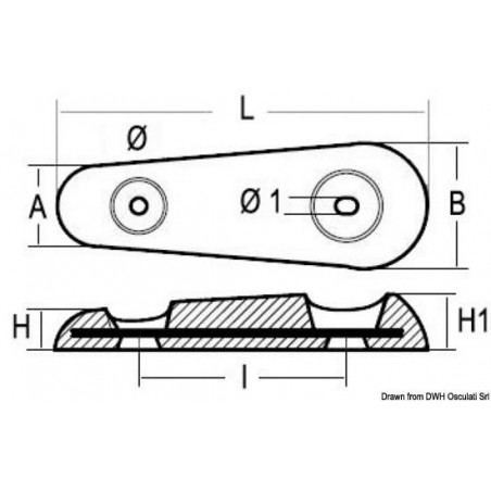 Anode ovale type Vetus      