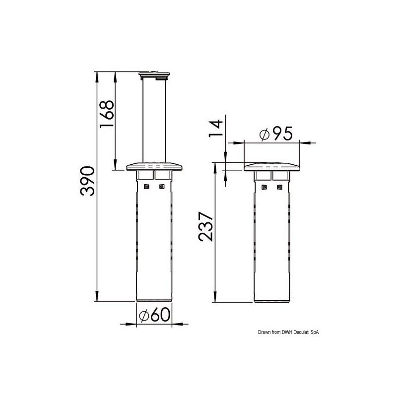 Hampe extractible pour table