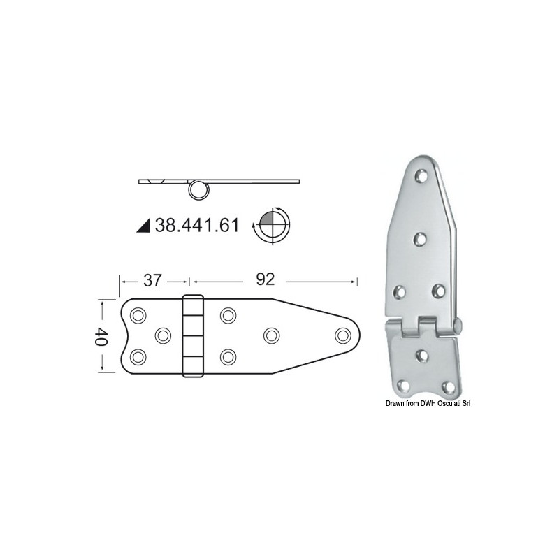 Charnière inox noeud renversé