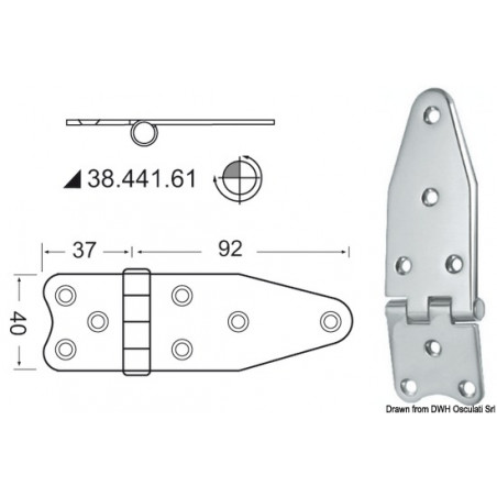 Charnière inox noeud renversé