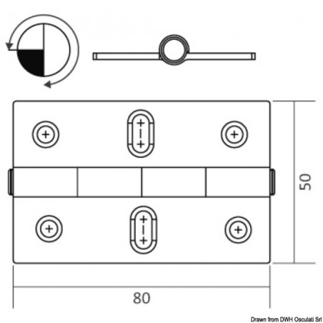 Charnière inox 2 mm 80x50