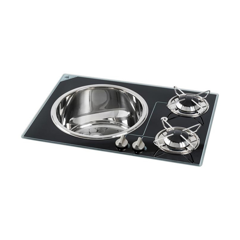 Plan combiné évier + feux de cuisson 