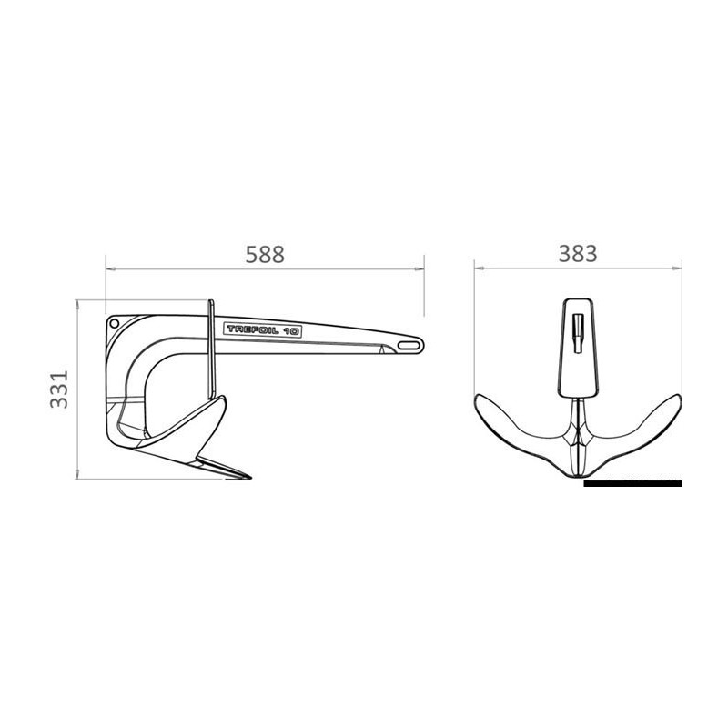 01.120.10_dis - Ancre Trefoil inox avec protection d’eau  - 01.120.10_dis