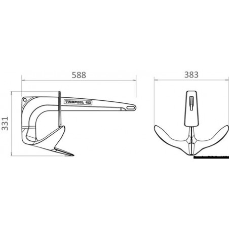 Ancre Trefoil inox avec protection d’eau 