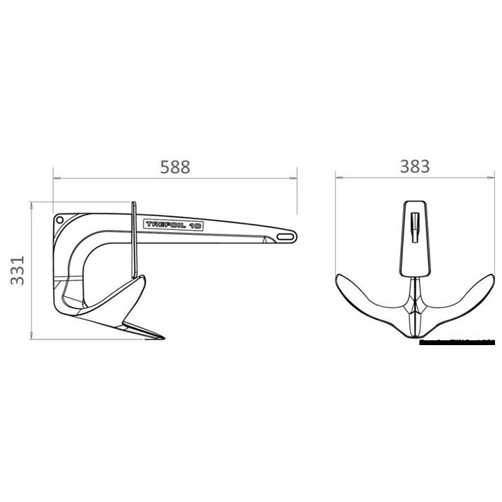 01.120.10_dis - Ancre Trefoil inox avec protection d’eau  - 01.120.10_dis