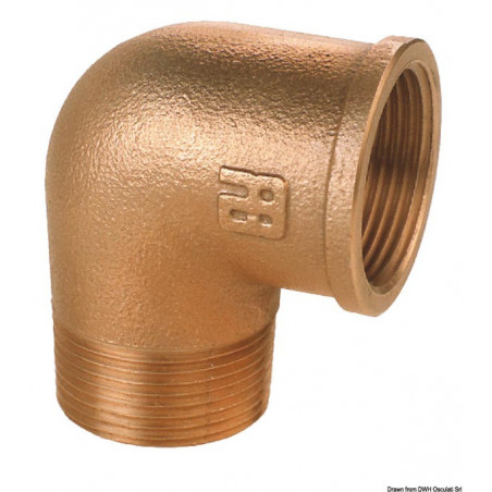 Raccord coudé 90° M-F en bronze 