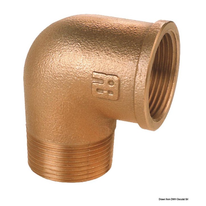 Raccord coudé 90° M-F en bronze 