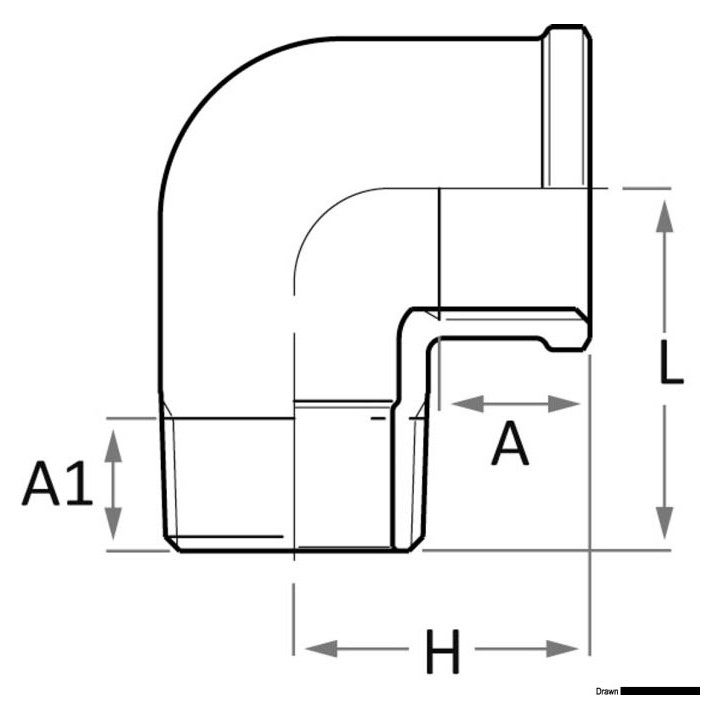 Raccord coudé 90° M-F en bronze 