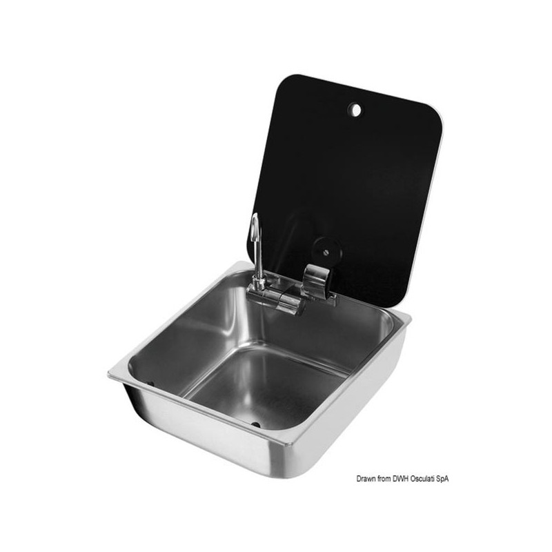 Evier avec couvercle verre fumé 