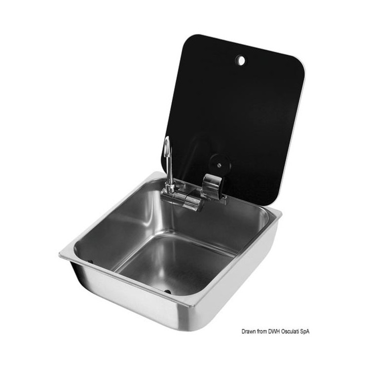 Evier avec couvercle verre fumé 