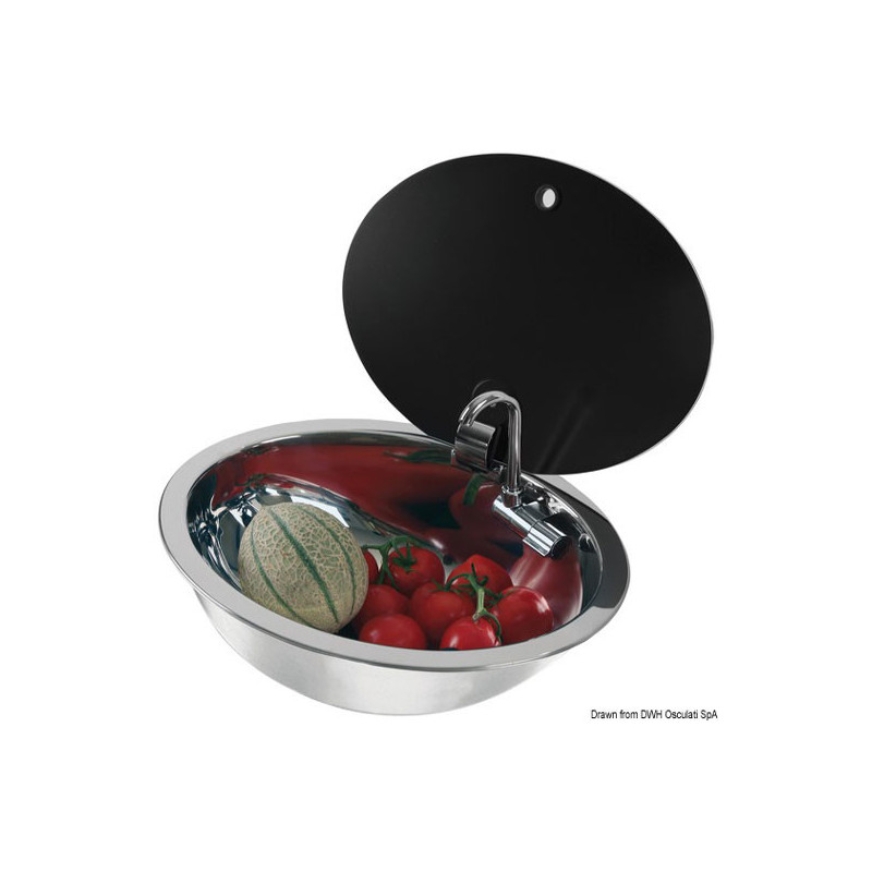 Evier avec couvercle verre fumé 