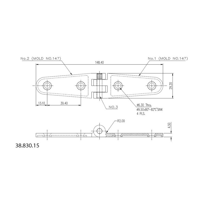 Charnière à ailes longues   