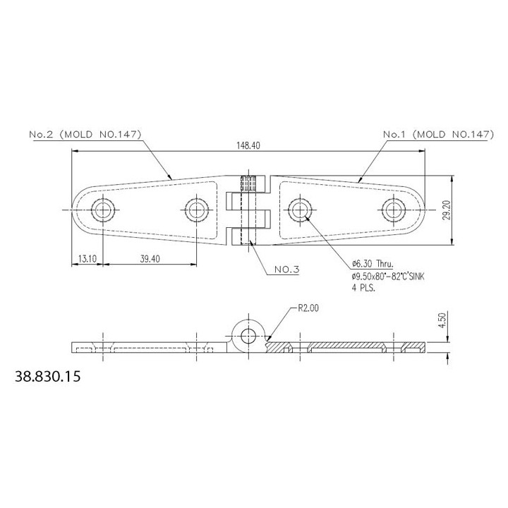 Charnière à ailes longues   