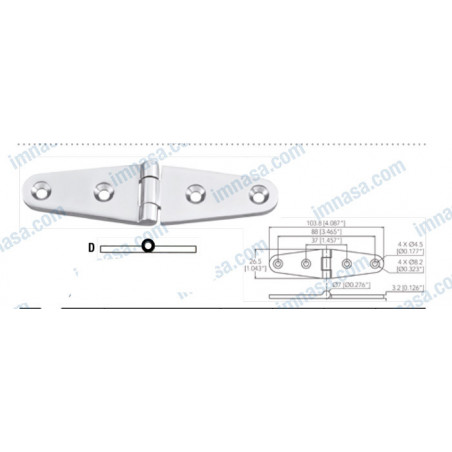 Charnière aile longue 5 mm   