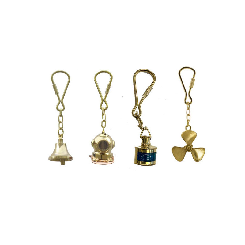Porte-clés objets marins en laiton 