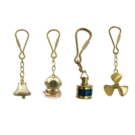 Porte-clés objets marins en laiton 