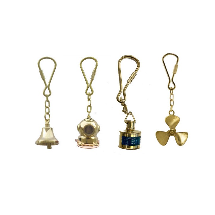 Porte-clés objets marins en laiton 