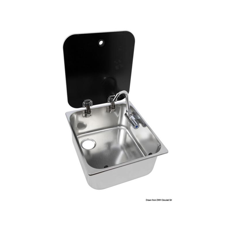 Evier avec couvercle verre fumé   