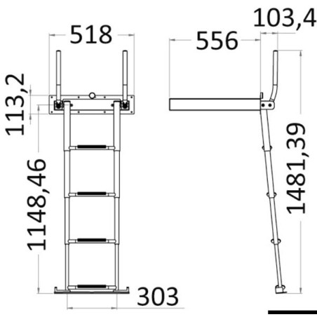 Osculati 49.554.04 | Echelle escamotable AISI316 4 marches larges