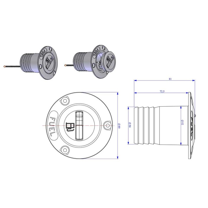 Bouchon de nable "Utility" affleurant - nable de vidange bateau