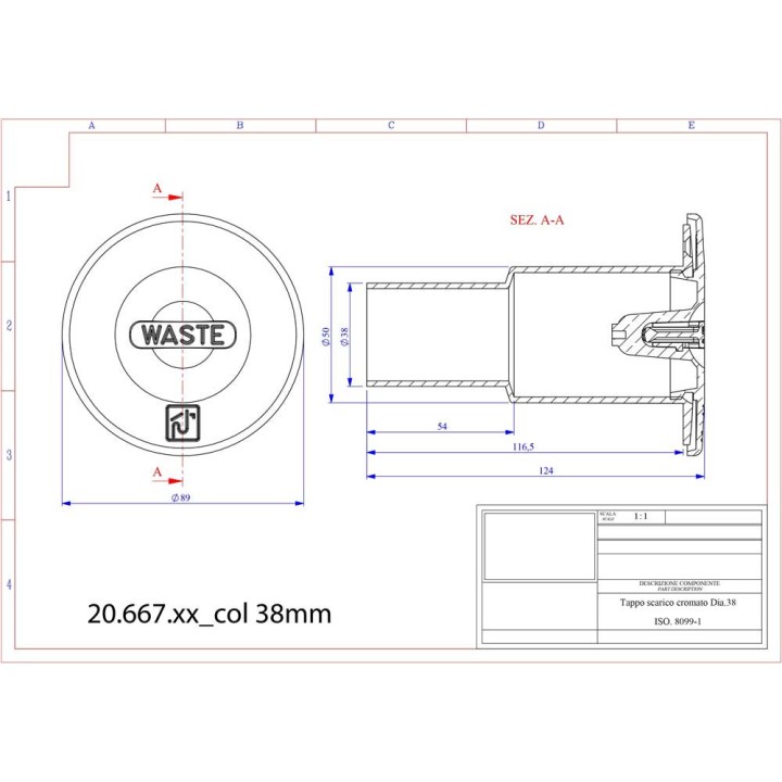 Bouchon en laiton chromé