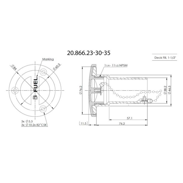 Bouchon inox à ras - nable de vidange bateau
